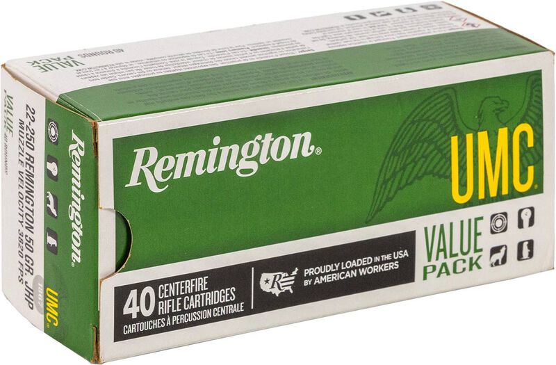 UMC Centerfire Rifle, 22-250 Rem, 50 Grain, Jacketed Hollow Point, 3820 fps